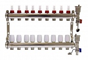 Коллекторная группа 1"х 9х3/4" ALT-Kgr  с расходомерами, дренаж. краном и воздухоотвод., сталь 