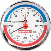 Термоманометр ROMMER аксиальный с автом. запорн. клап.(10бар/120) Dn80мм 1/2" /RIM-0005-801015/ 