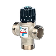 Клапан термостатический смесительный для отоп. и ГВС STOUT 1 НР 35-60С KV1,6 никель /SVM 0020-166025
