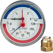 Термоманометр аксиальное соединение (4 бар /120 град) Dn80  1/2"STOUT (SIM-0005-800415)