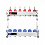 Коллекторная группа с расходомерами Varmega  ВР 1"  6 контуров 3/4" EK, нерж. сталь/VM15106/