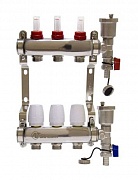 Коллекторная группа 1"х 3х3/4" ALT-Kgr  с расходомерами, дренаж. краном и воздухоотвод., сталь 