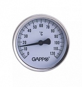 Термометр биметал. с погруж. гильзой Gappo 1/2" x 0-120℃ Dn63мм гильза 50 мм /G1474/ (упак 5шт)