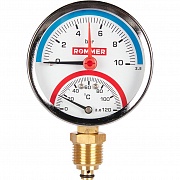 Термоманометр радиальн. в компл. с автом. запорн. клап.(10бар/120) Dn80мм 1/2"ROMMER RIM-0006-801015