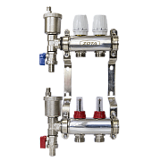 Коллектор нерж. ZOTA  2 выхода в сборе (расходомер, воздухоотводчик, сливной кран) /44912/ упак 8шт