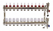 Коллекторная группа 1"х11х3/4" ALT-Kgr  с расходомерами, дренаж. краном и воздухоотвод., сталь 